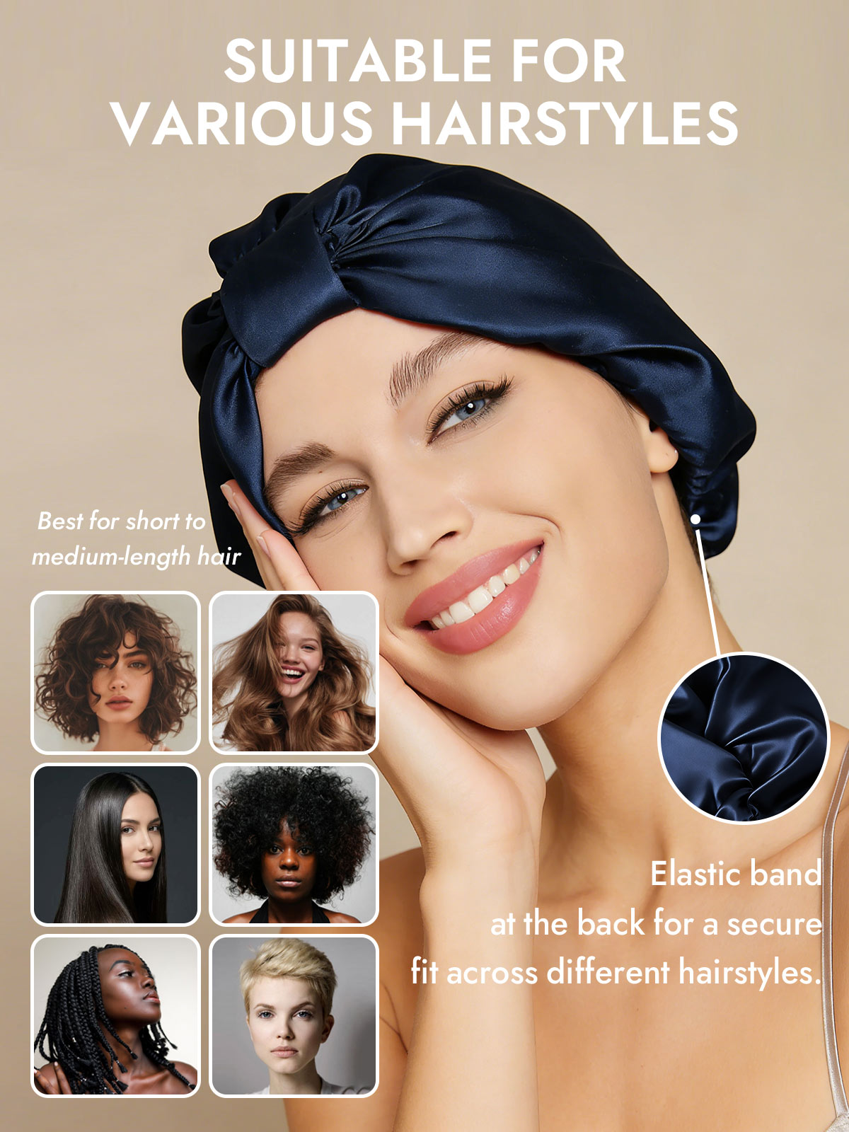 [Dark Blue] SilkSilky  Sleep Cap 005