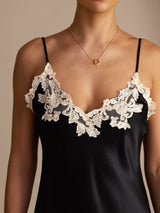[Black] SilkSilky  Spaghetti Strap V Neck Dress 004
