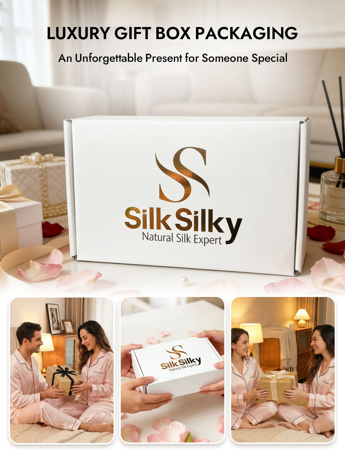 [Light Pink] SilkSilky  Silk Long Sleeve Notch Collar Women's Pajamas 006