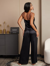 [Black] SilkSilky  Spaghetti Strap V Neck Camisole Set 002