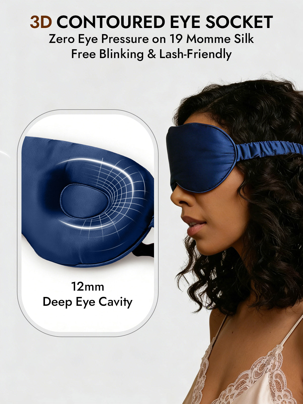 [Dark Blue] SilkSilky  Pure Silk Eye Mask 004