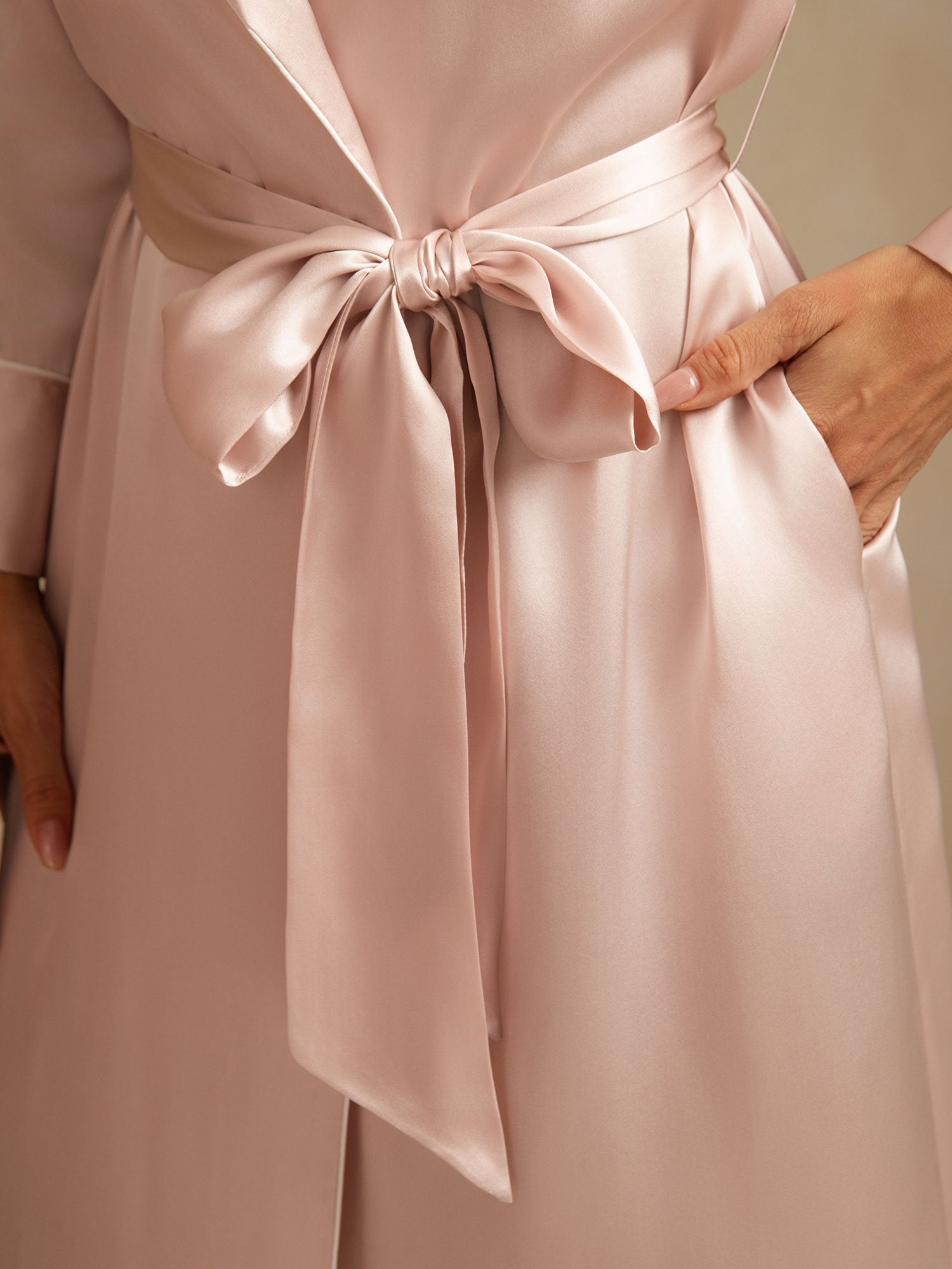 [Pink] SilkSilky Pure Silk Collar Women's Robe 005