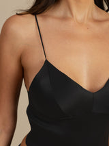 [Black] SilkSilky  Spaghetti Strap V Neck Camisole Top 004