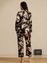[Black Dragon] SilkSilky  Long Sleeve Notch Collar Women's Pajamas 002