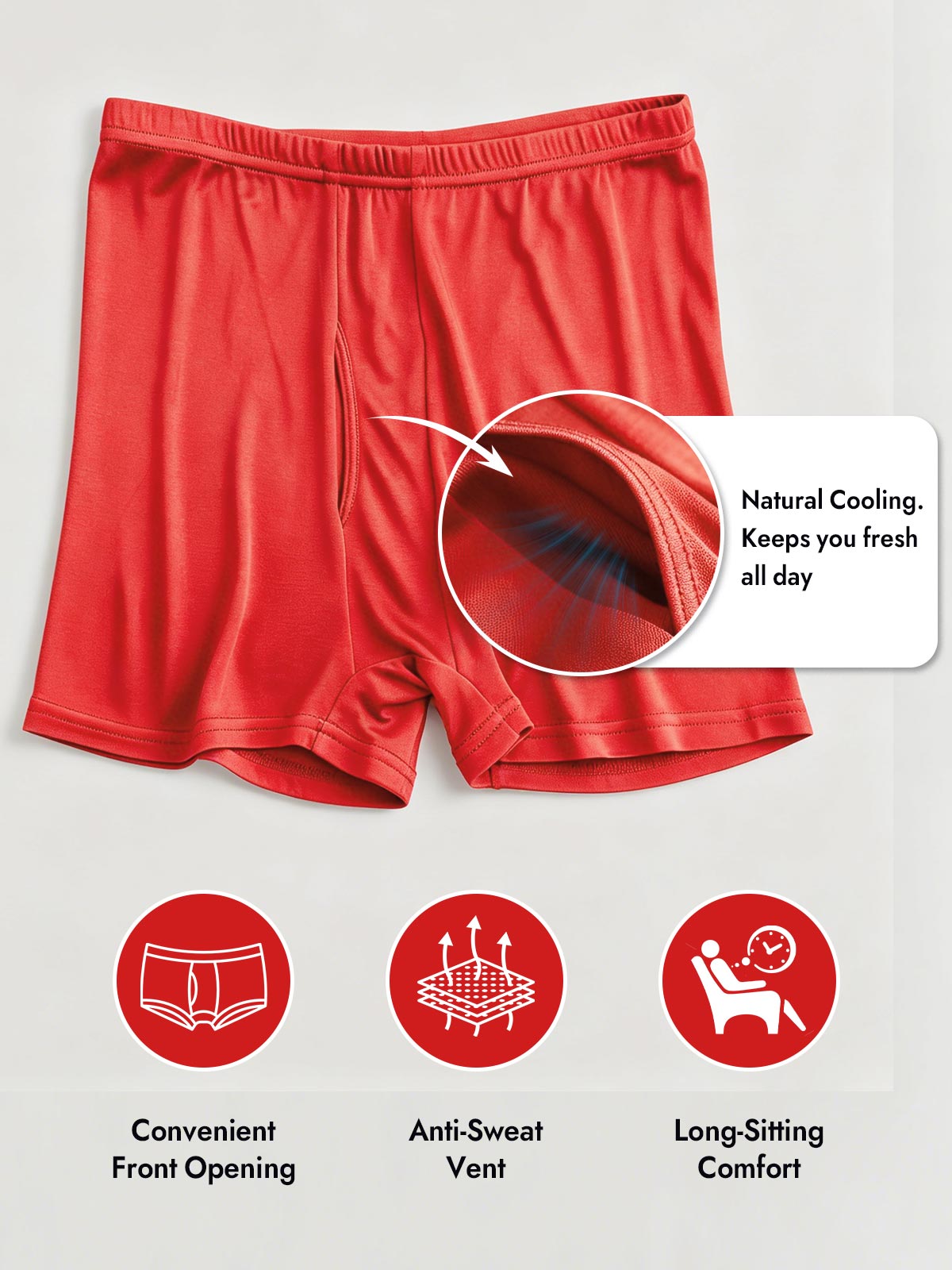 [Red] SilkSilky  100% Silk Jersey Men's Underwear 003