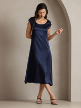 [Dark Blue] SilkSilky  Cap Sleeve Dress 003