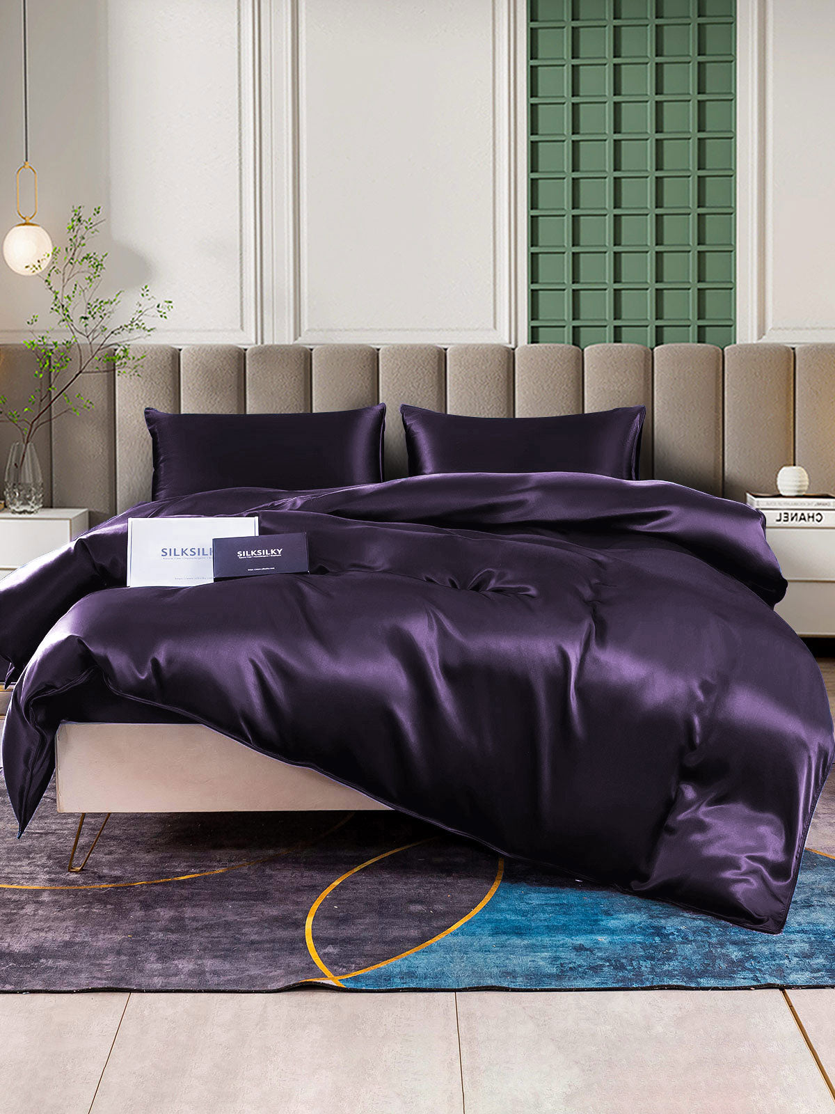 [Deep Purple] SilkSilky  22Momme Pure Silk Bedding Set 001,