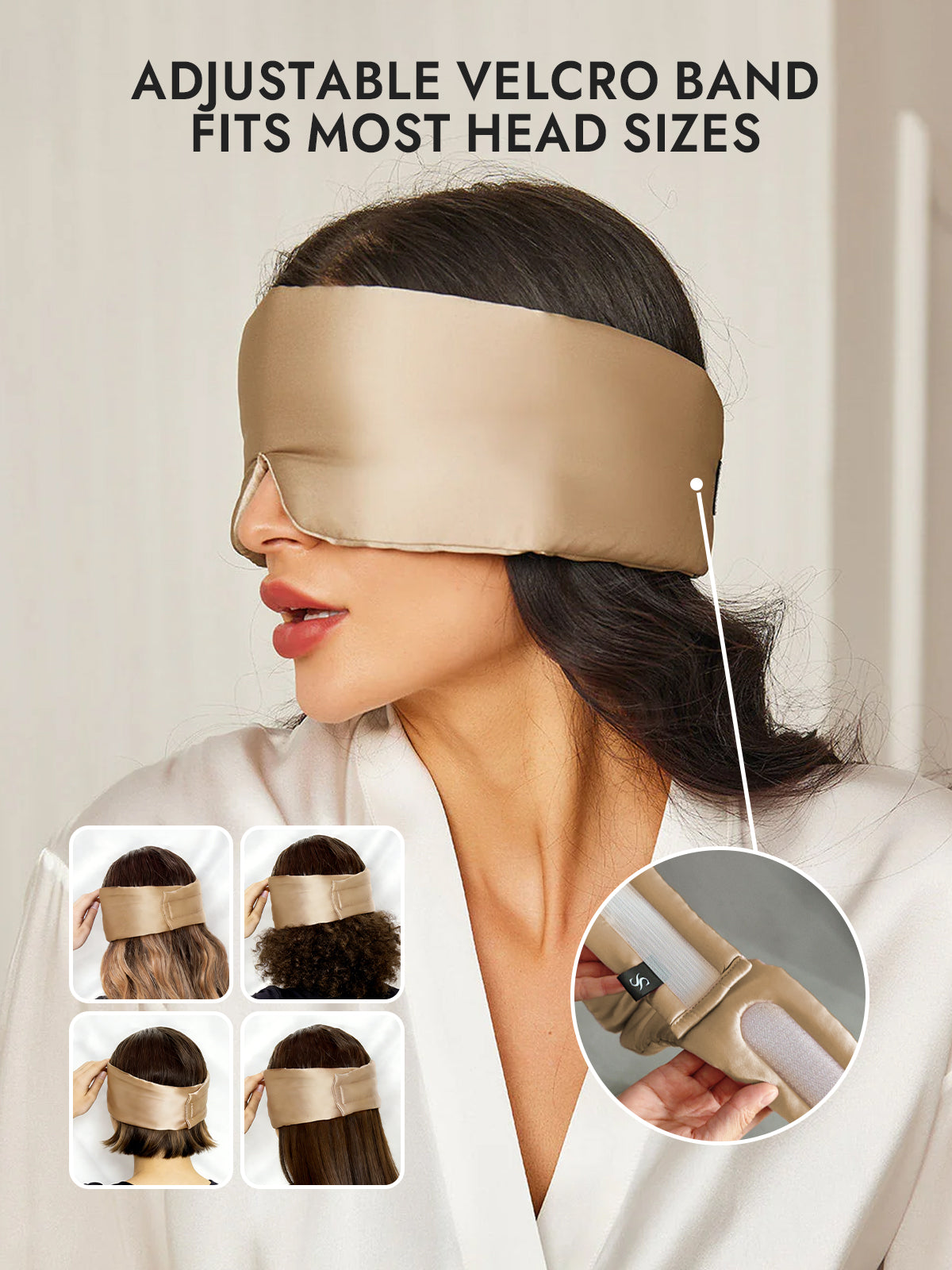 [Beige] SilkSilky  19Momme Pure Silk Eye Mask 004