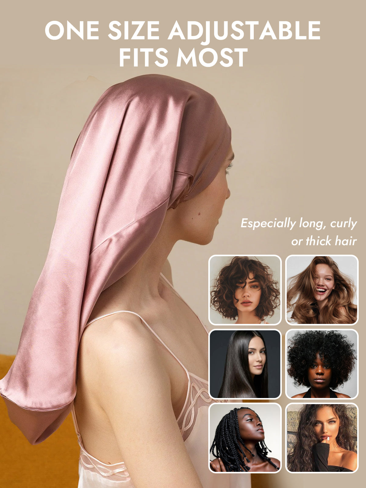 [Pale Mauve] SilkSilky  Pure Silk Sleep Cap 006