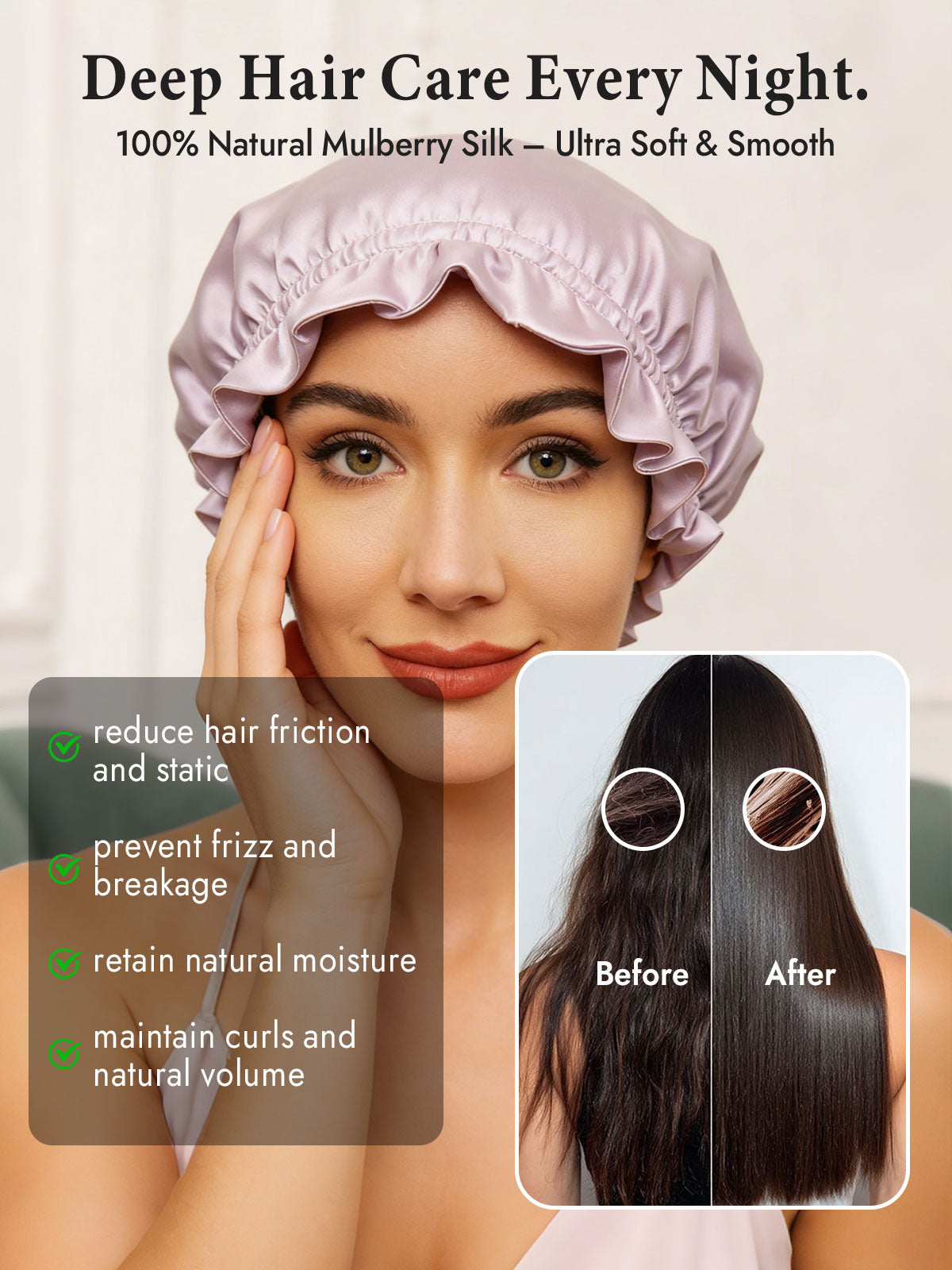 [Lavender] SilkSilky  Sleep Cap 005