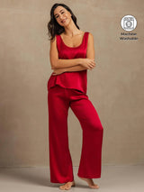 [Wine] SilkSilky  Sleeveless Women's Pajamas 001