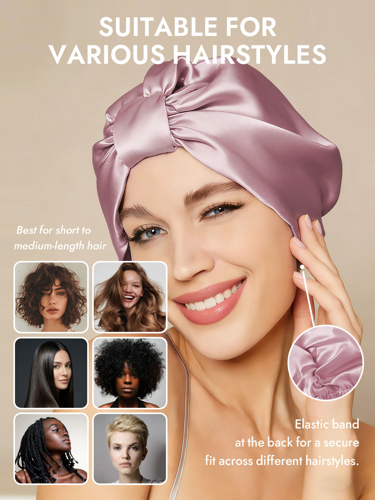 [Pale Mauve] SilkSilky  Sleep Cap 005