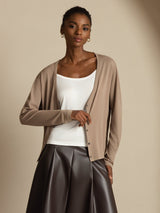 [Tan] SilkSilky  Long Sleeve Women's Cardigan 004