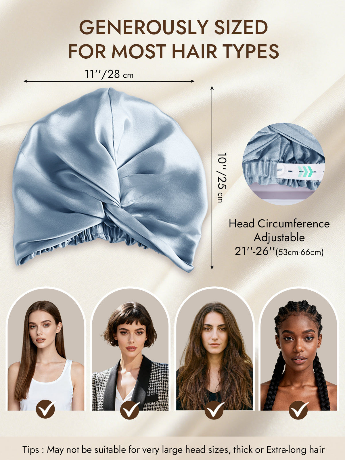 [Steel Blue] SilkSilky  22Momme Pure Silk Sleep Cap 005