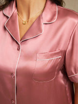 [Pale Mauve] SilkSilky  Short Sleeve Notch Collar Women's Pajamas 005