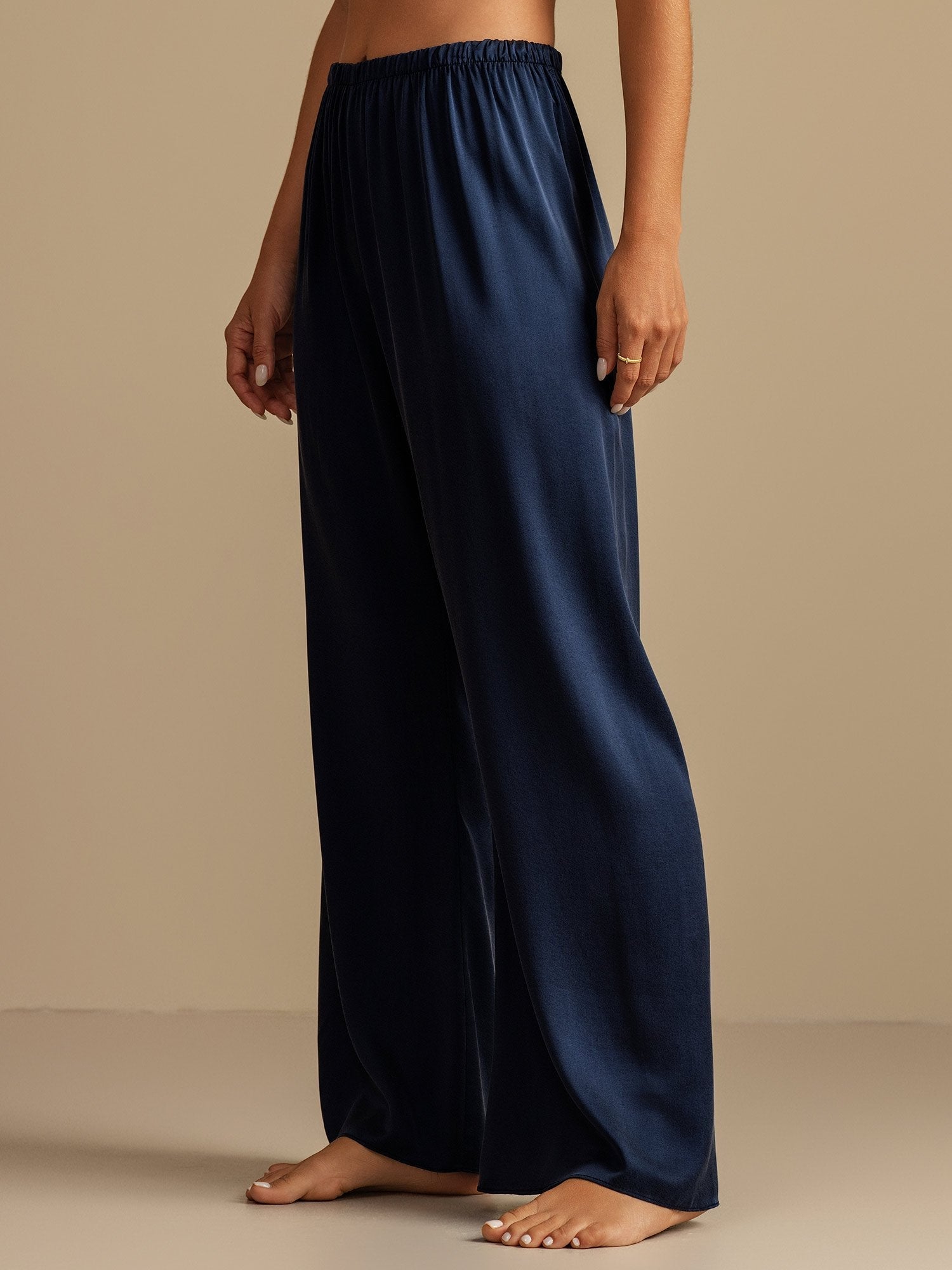 [Dark Blue] SilkSilky  19Momme Silk Womens Sleep Bottoms 007,