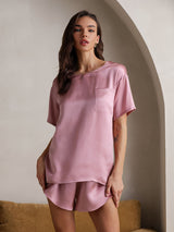 [Pale Mauve] SilkSilky  Short Sleeve Round Neck Women's Pajamas 004