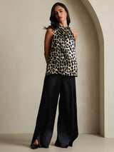 [Leopard] SilkSilky  19Momme Silk Womens T-Shirt 006,
