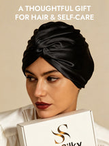 [Black] SilkSilky  22Momme Pure Silk Sleep Cap 006