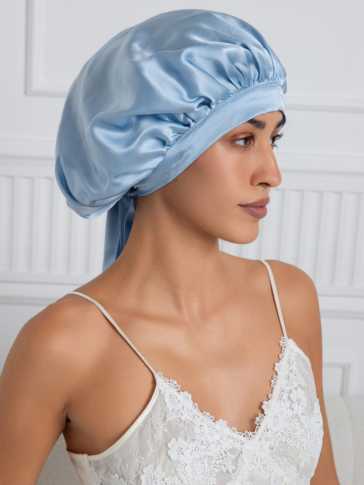 SilkSilky Pure Silk Sleep Cap LightBlue 004