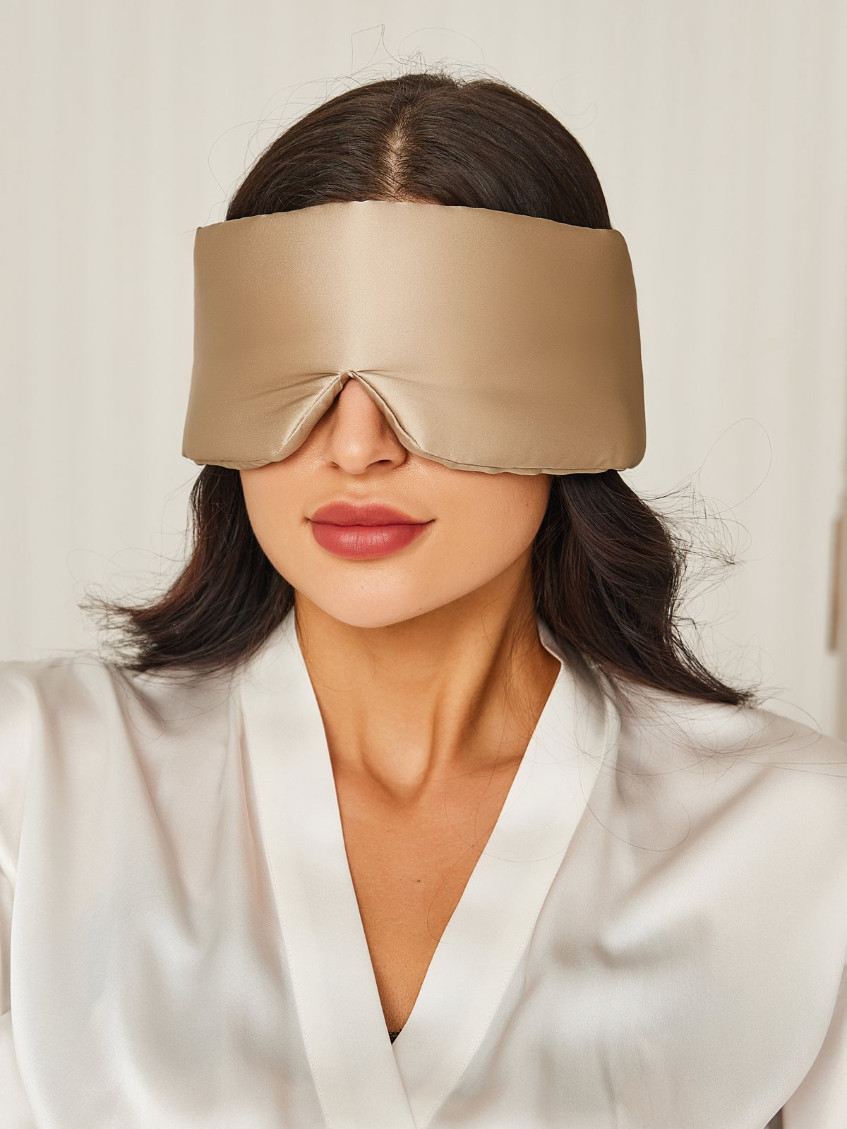 [Beige] SilkSilky  19Momme Pure Silk Eye Mask 001