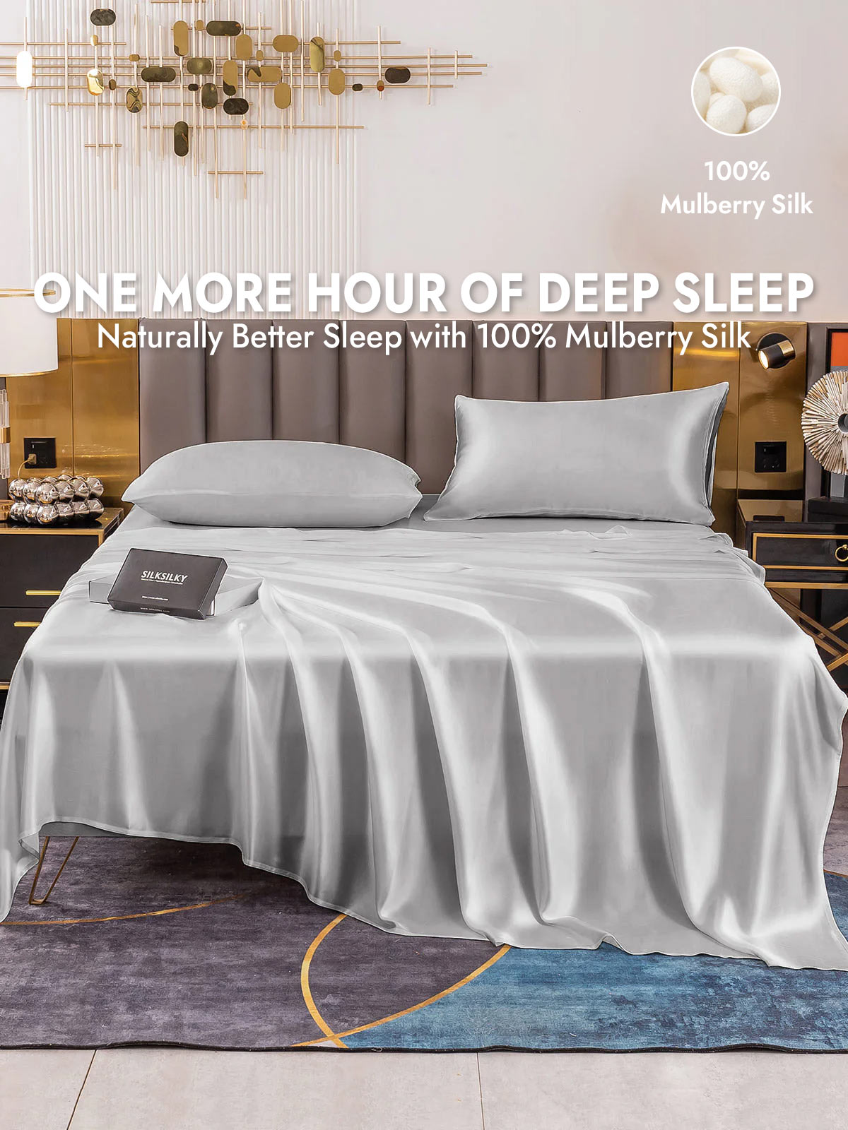 [Silver] SilkSilky  19Momme Silk Bedding Set 001