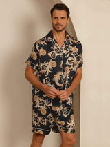 [Black Dragon] SilkSilky  Short Sleeve Notch Collar Men's Pajamas 004