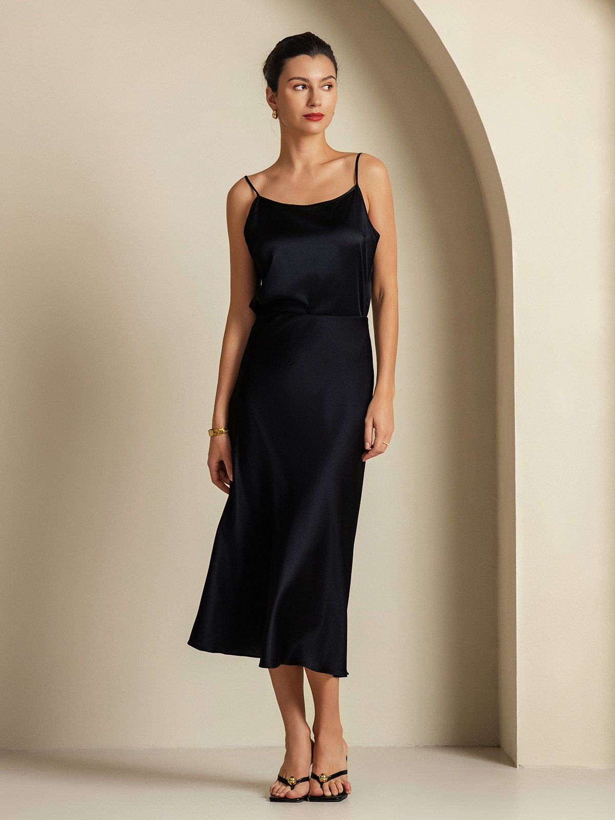 [Black] SilkSilky  19Momme Pure Silk Womens Outfit Sets 005,