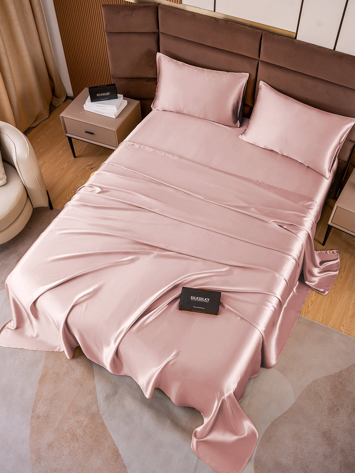 SilkSilky US 19Momme Pure Silk Bedding Set PaleMauve 003