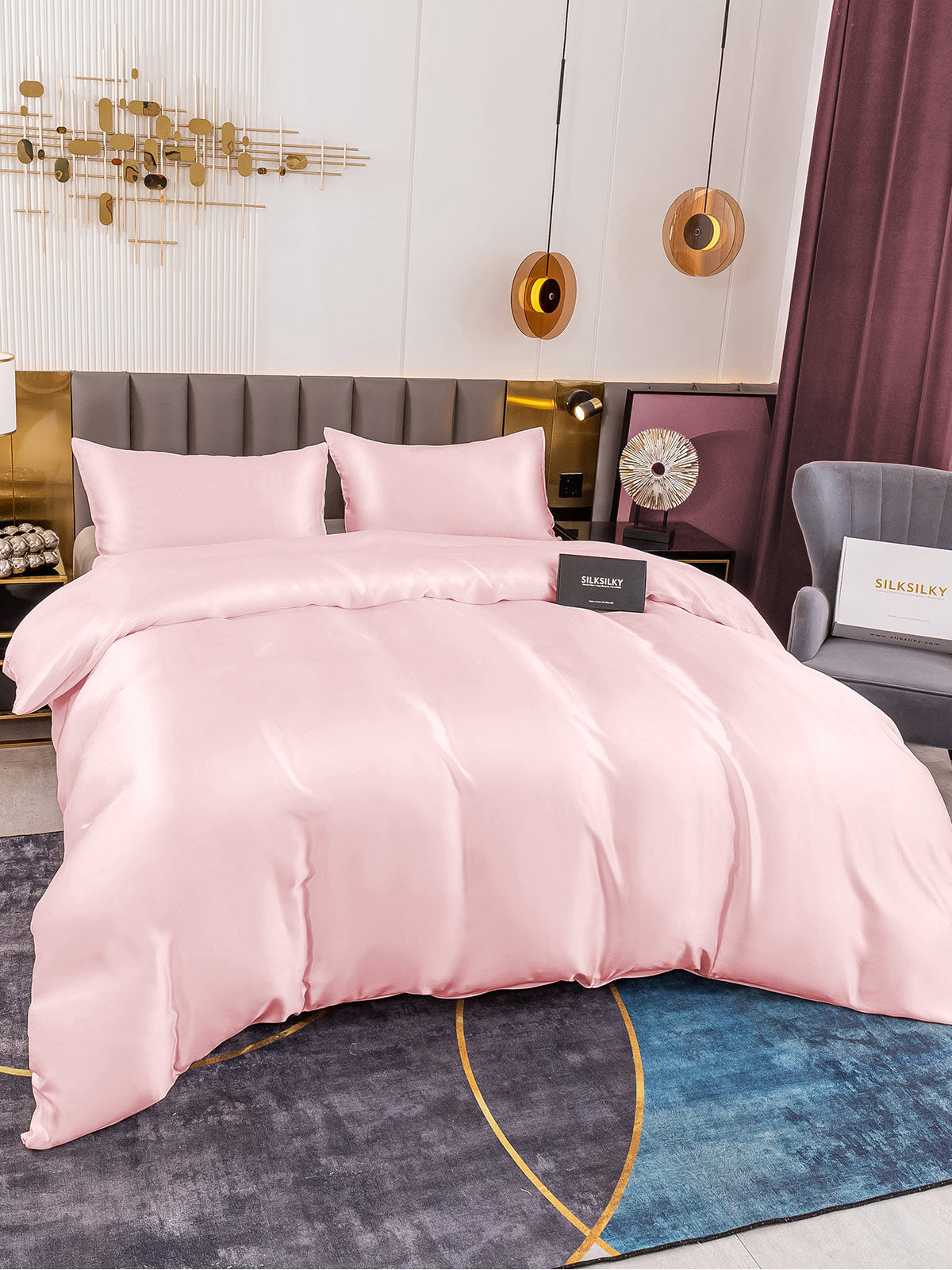 SilkSilky US 19Momme Pure Silk Bedding Set Pink 004