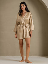 [Champagne Gold] SilkSilky  3/4 Sleeve Women's Robe 005