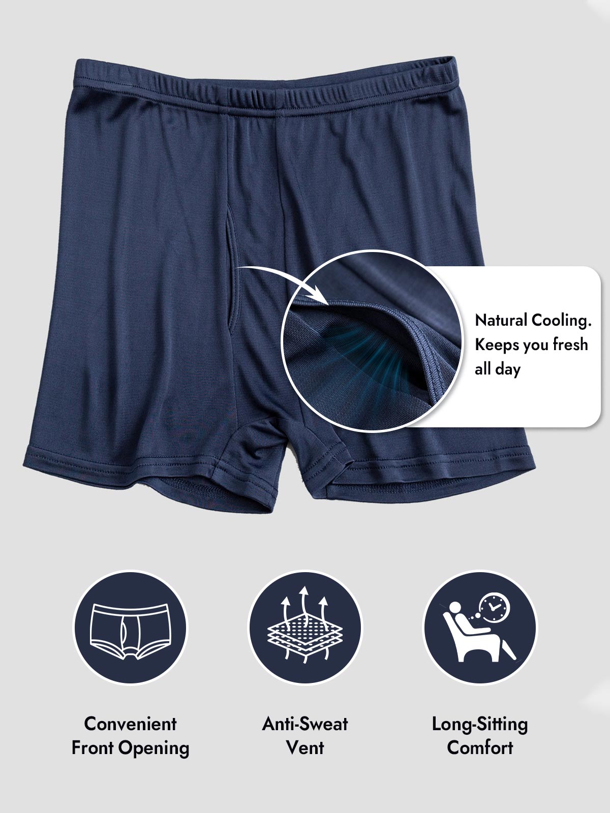 [Dark Blue] SilkSilky  100% Silk Jersey Men's Underwear 003