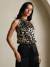 [Leopard] SilkSilky  19Momme Silk Womens T-Shirt 001,
