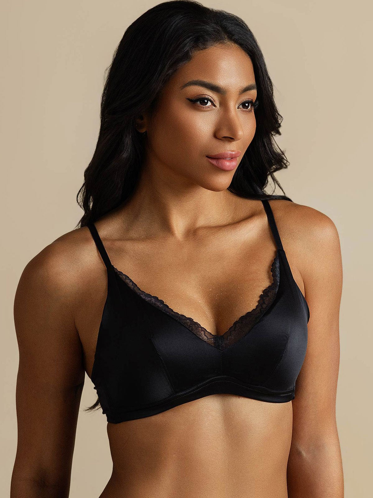 [Black] SilkSilky Pure Silk Bra 007