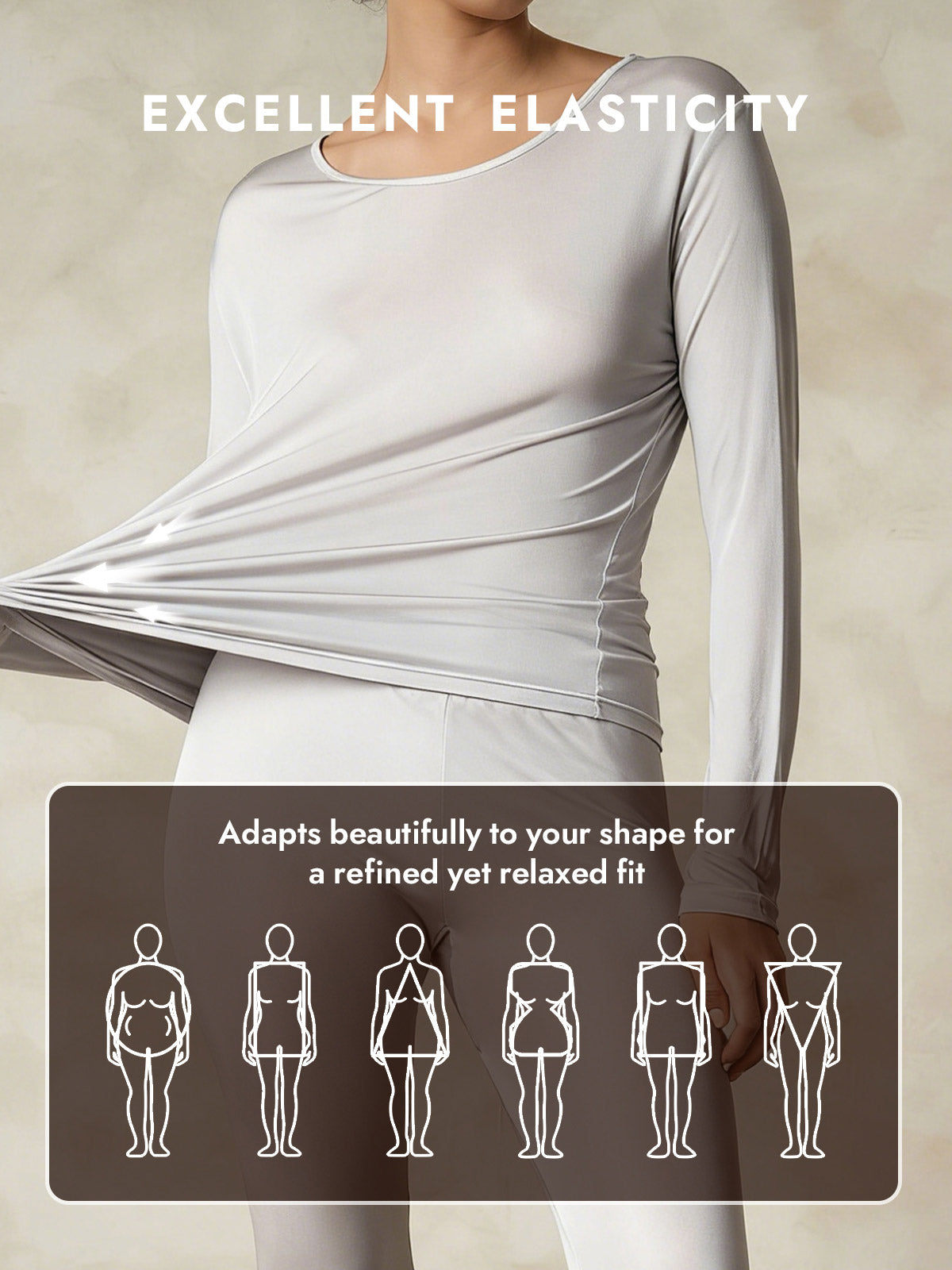 [Silver] SilkSilky  Silk Long Sleeve Round Neck Long Johns 004