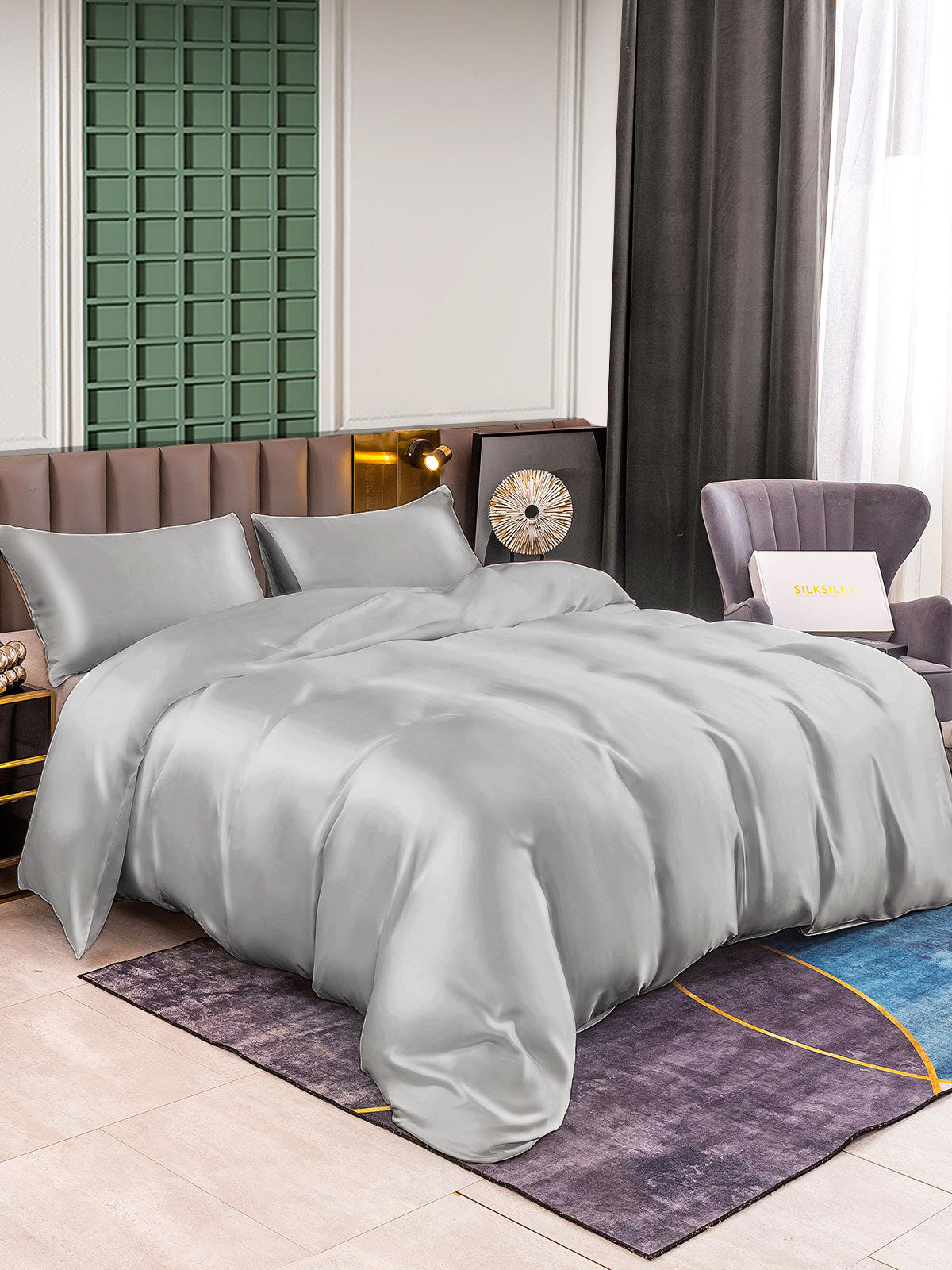 [Silver] SilkSilky  25Momme Pure Silk Bedding Set 001
