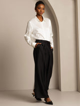 [Black] SilkSilky  32Momme Silk-Wool Blend Women's Pants 006