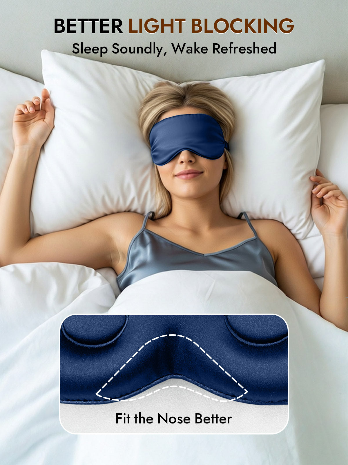 [Dark Blue] SilkSilky  Pure Silk Eye Mask 003