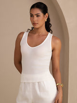 [White] SilkSilky Sleeveless Deep V Neck Camisole Top 003