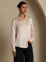 [Light Pink] SilkSilky  Long Sleeve Lapel Collar Women's Shirts 003