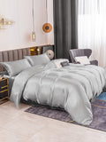 SilkSilky US 19Momme Pure Silk Bedding Set Silver 003