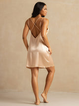 [Light Pink] SilkSilky  Spaghetti Strap V Neck Nightgown 002