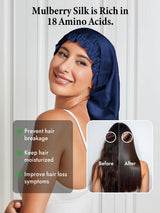 [Dark Blue] SilkSilky  Pure Silk Sleep Cap 003