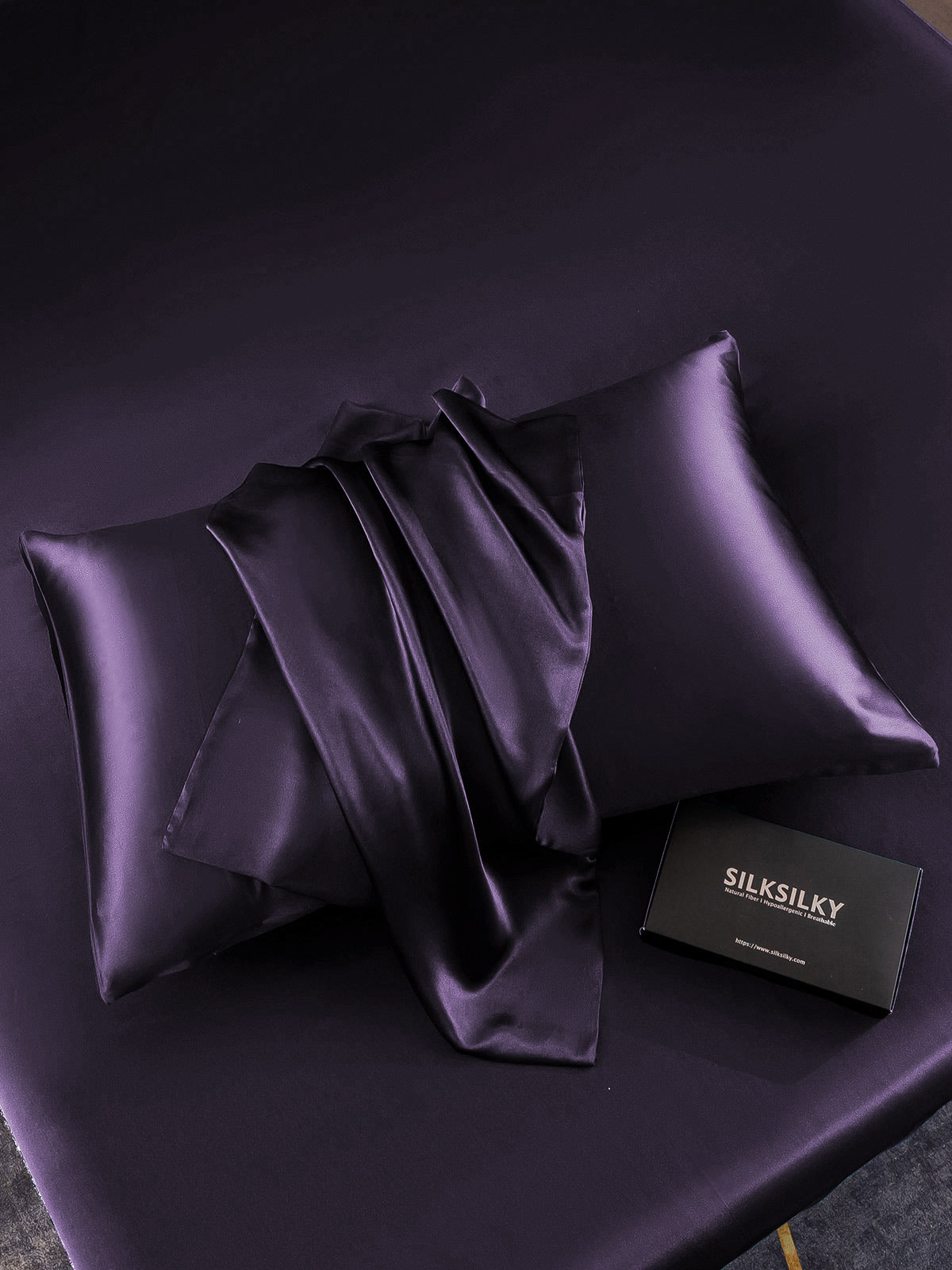 SilkSilky US 30Momme Pure Silk Pillowcase DeepPurple 004