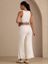 [White] SilkSilky Sleeveless Crew Neck Women's Outfit Sets 002