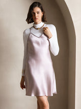 [Lavender] SilkSilky  Spaghetti Strap V Neck Dress 004