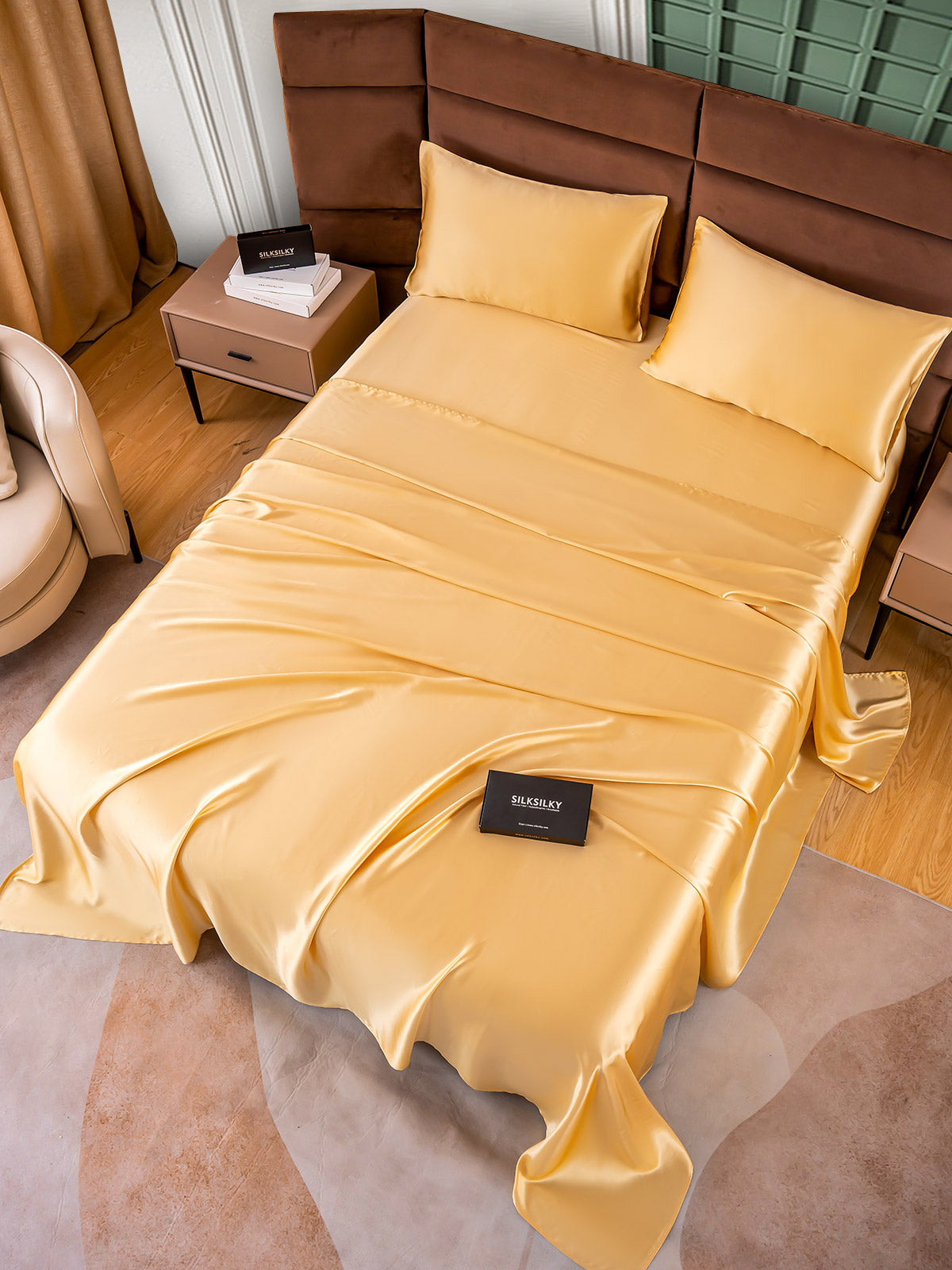 SilkSilky US 25Momme Pure Silk Bedding Set Champagne 004