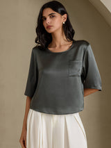 [Dark Gray] SilkSilky  Half Sleeve Women's T-Shirt 001
