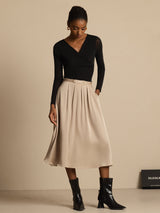 [Tan] SilkSilky  19Momme Silk Skirt 006
