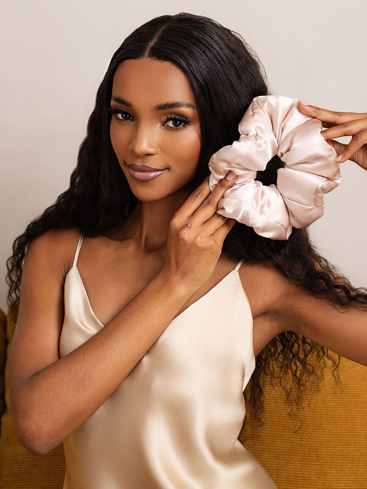 [Pink] SilkSilky  Pure Silk Scrunchie 003